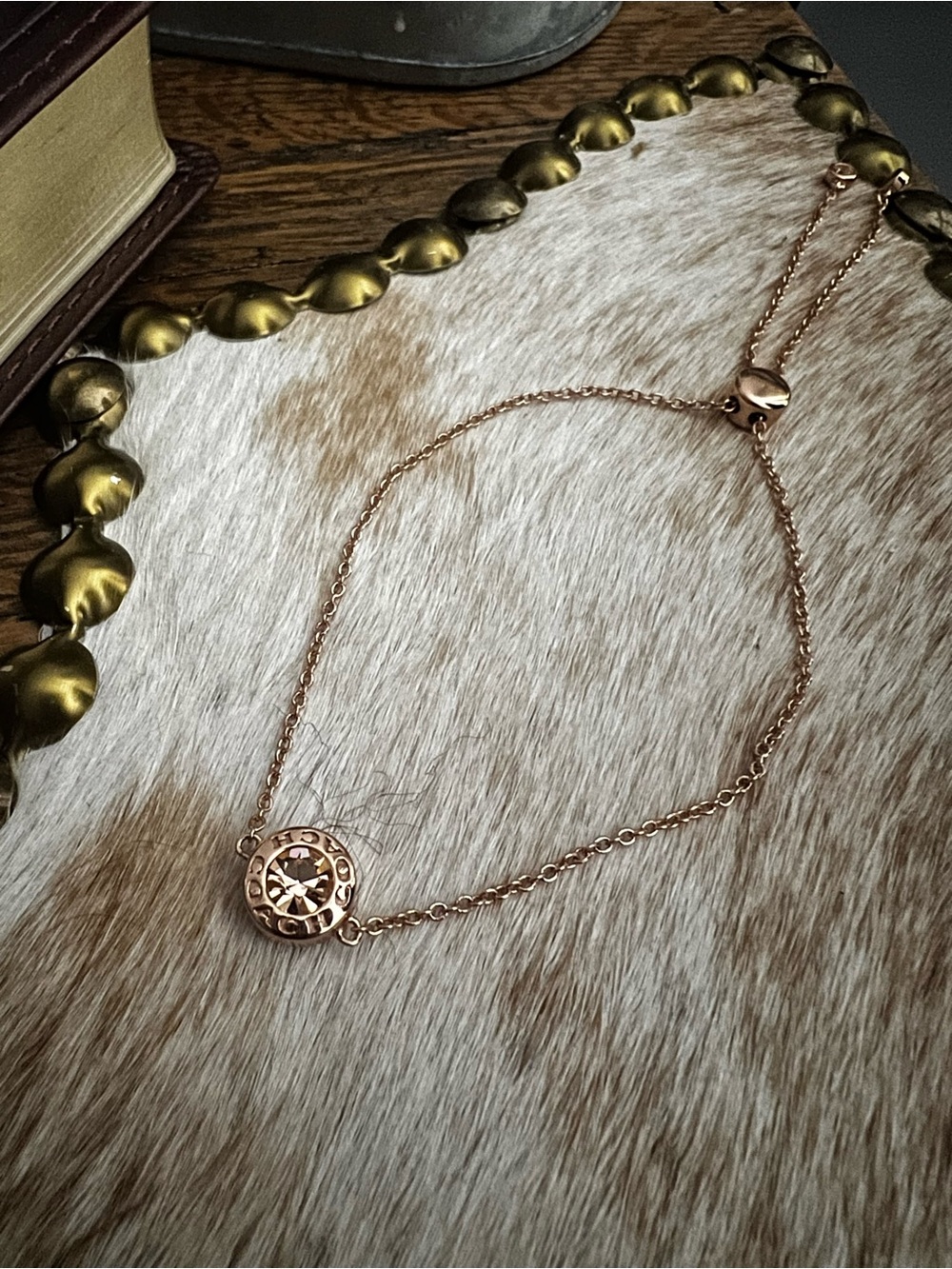 Coach Rose Gold Accent Circle Pendant Bracelet - Women Jewelry
